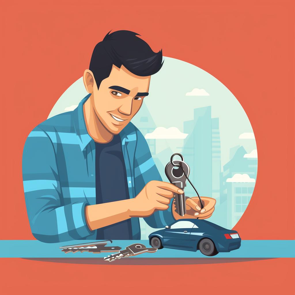 A locksmith cutting a new car key